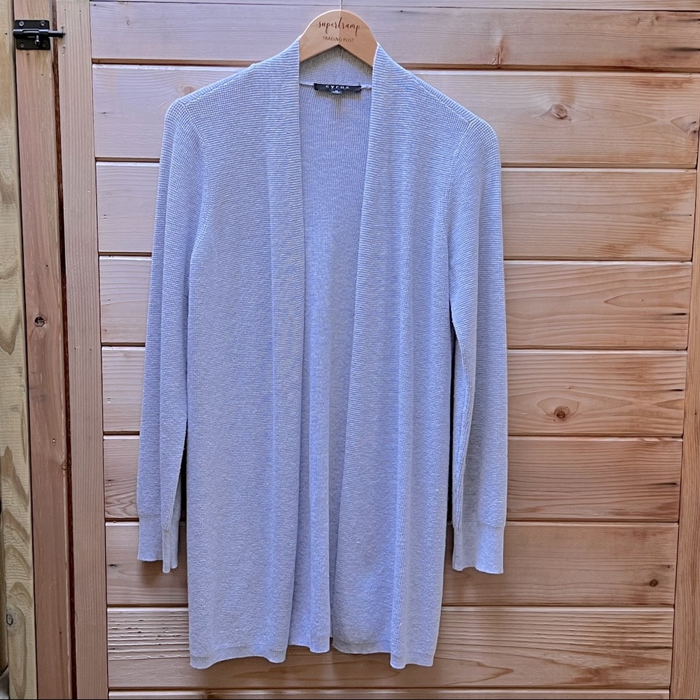 Cyrus light gray woven duster cardigan